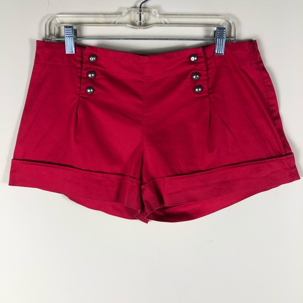 ✨SOLD✨ Lola Red Double Button Mini Shorts Size 13 - Picture 5 of 5